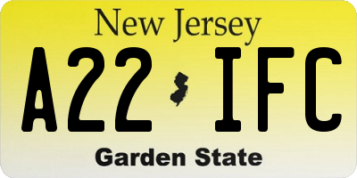 NJ license plate A22IFC