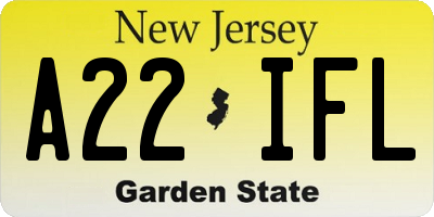 NJ license plate A22IFL