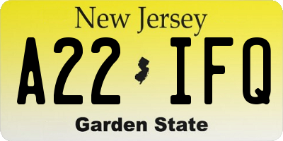NJ license plate A22IFQ