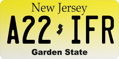 NJ license plate A22IFR