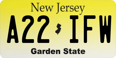 NJ license plate A22IFW