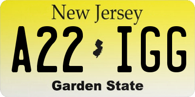 NJ license plate A22IGG