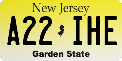 NJ license plate A22IHE