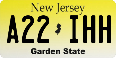 NJ license plate A22IHH