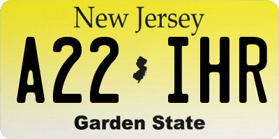 NJ license plate A22IHR
