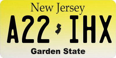 NJ license plate A22IHX