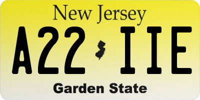NJ license plate A22IIE