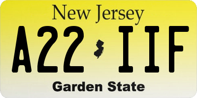 NJ license plate A22IIF