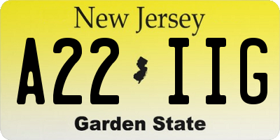 NJ license plate A22IIG
