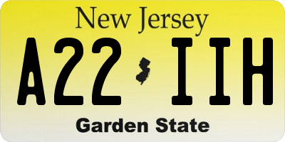 NJ license plate A22IIH