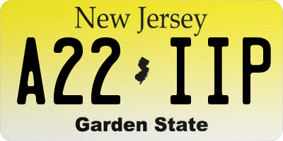 NJ license plate A22IIP