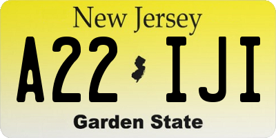 NJ license plate A22IJI
