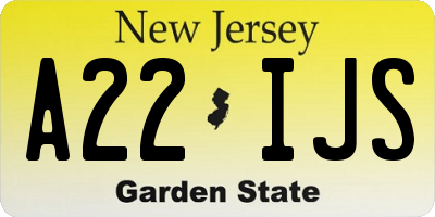 NJ license plate A22IJS
