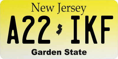 NJ license plate A22IKF