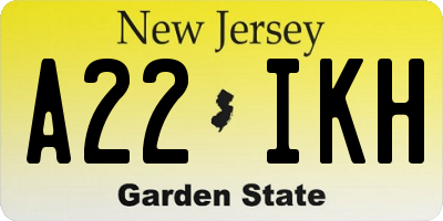 NJ license plate A22IKH