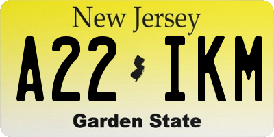 NJ license plate A22IKM