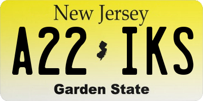NJ license plate A22IKS