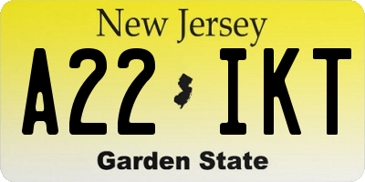 NJ license plate A22IKT
