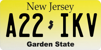 NJ license plate A22IKV