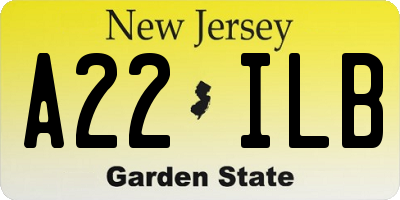 NJ license plate A22ILB