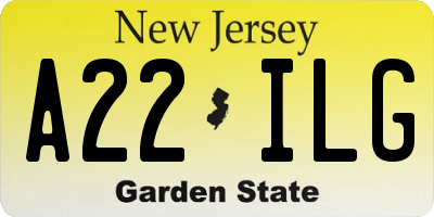 NJ license plate A22ILG