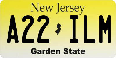 NJ license plate A22ILM