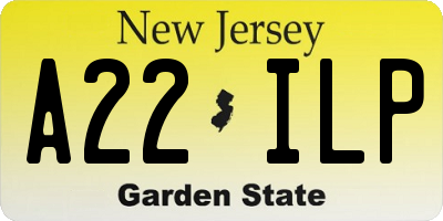 NJ license plate A22ILP