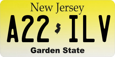 NJ license plate A22ILV