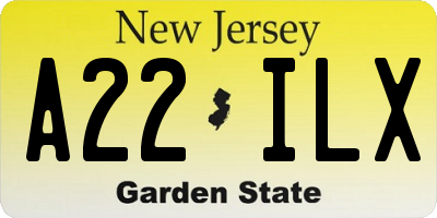 NJ license plate A22ILX
