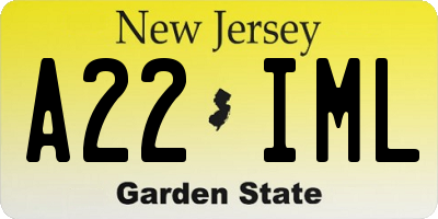 NJ license plate A22IML