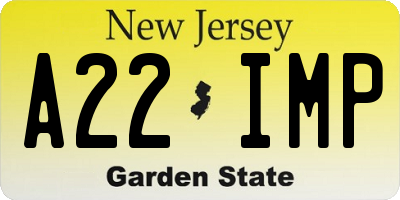 NJ license plate A22IMP