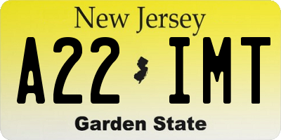 NJ license plate A22IMT