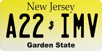 NJ license plate A22IMV