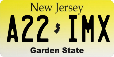 NJ license plate A22IMX