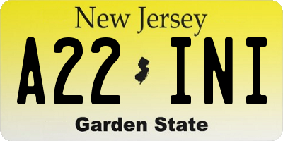 NJ license plate A22INI
