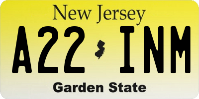 NJ license plate A22INM