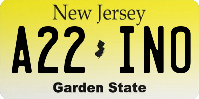 NJ license plate A22INO