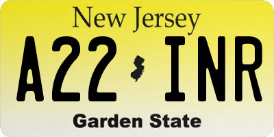 NJ license plate A22INR