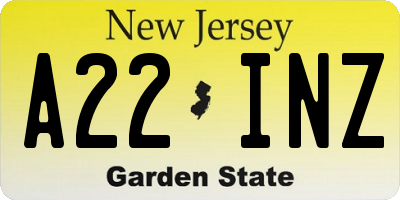 NJ license plate A22INZ
