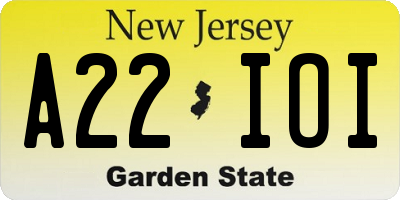 NJ license plate A22IOI