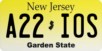 NJ license plate A22IOS