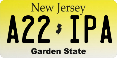 NJ license plate A22IPA