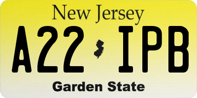 NJ license plate A22IPB