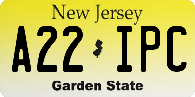 NJ license plate A22IPC