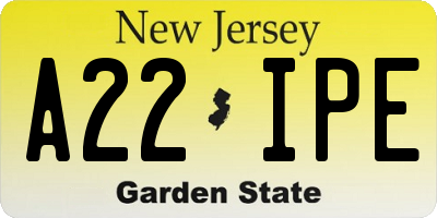 NJ license plate A22IPE