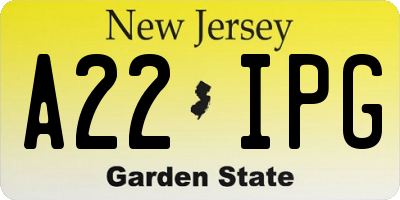 NJ license plate A22IPG