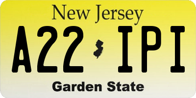 NJ license plate A22IPI