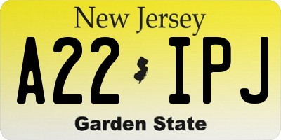 NJ license plate A22IPJ