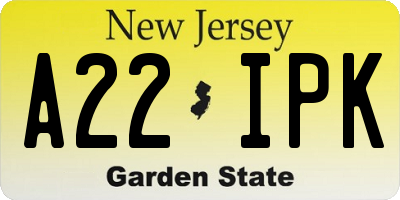 NJ license plate A22IPK