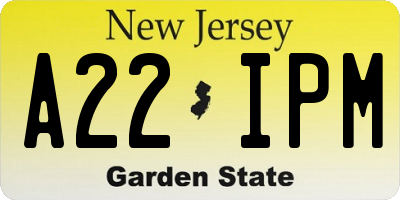 NJ license plate A22IPM